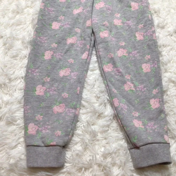 Janie & Jack Floral Jogger Crewneck Set Grey Pink Gray Size 6 LIKE NEW WORN ONCE